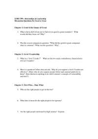 Discussion Questions for Good to Great - Internship in Leadership | LDRS 399