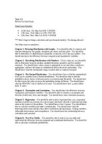 Math 210: Review for Final Exam - Chapters 1-21 - Prof. Mark A. Pearson