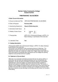 PRINTMAKING: SILKSCREEN Course Outline