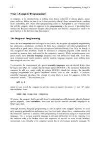 Notes on Foundations, What is Computer Programming | CSCI 105 - Docsity