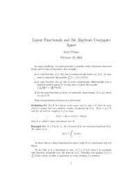 Notes on Linear Functional and The Algebraic Conjugate Space | MATH 3912