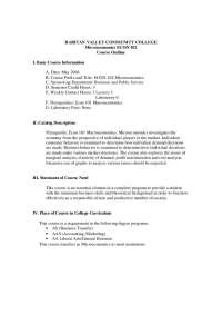 Microeconomics Course Outline - ECON-102 at Raritan Valley Community College