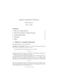 Review Sheet for Analytic and Entire Functions | MATH 3912