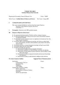 Product & Service Liability Risks: BA667 Syllabus, SE Missouri State Uni.