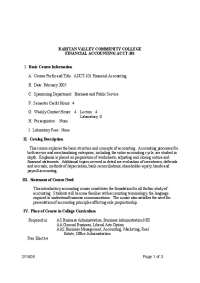 Course Syllabus of Financial Accounting | ACCT 101