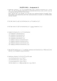 MATH 3912 Assignment 2: Bounded Functions and Continuity