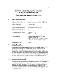 Legal Research and Writing - Syllabus Outline | LEGL 121