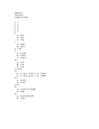 Exam 2 with Answer Key - Introductory Statistics | MATH 210 - Docsity