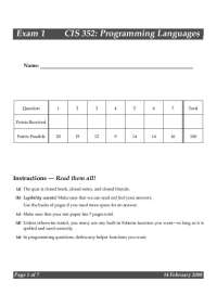 Exam 1 for CIS 352: Programming Languages