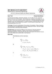 Problems with Solutions - Chemical Kinetics and Reactor Engineering | CH E 441