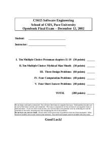 Final Exam - Software Engineering Seminar I | CS 615