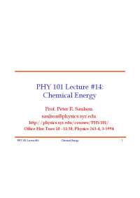 Lecture Slides on Chemical Energy | PHY 101