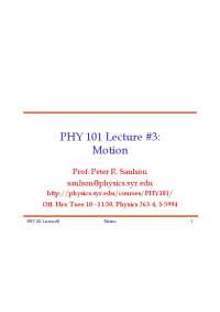 Measuring Motion: Position, Velocity, and Acceleration in PHY 101