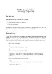 Laboratory Assignment 5: Creating a Raking Leaves Game in CIS 201
