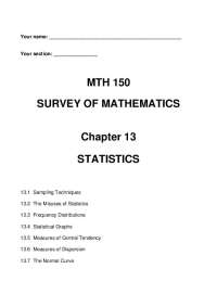 Notes on Statistics - Survey of Mathematics | MTH 150