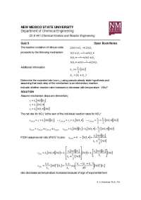 Quiz 5 with Answers - Chemical Kinetics and Reactor Engineering | CH E 441