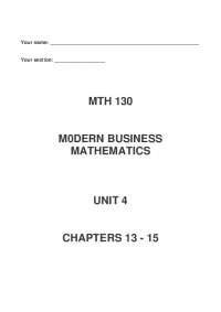 Lecture Notes on Chapter 13-15 - Modern Business Mathematics | MTH 130