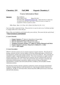 Course Information Sheet in Organic Chemistry l - Study Guide | CHE 251