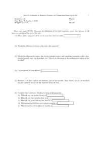 Math 102: Homework 1 for Elementary Education Math, Spring 2008 by Prof. Jason Howald