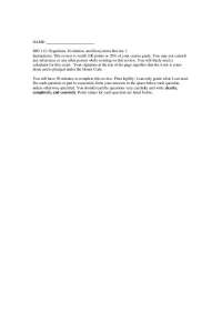 BIO 112: Organisms, Evolution, and Ecosystems Review 1 – Quiz Questions and Answers