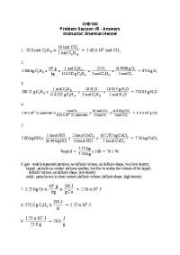 Problem Session #5 Answers for CHE100: Chemistry Calculations
