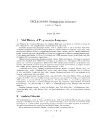 Programming Languages: A Brief History & Introduction to Lambda Calculus - Prof. Carlos A.