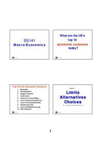 Notes on Macroeconomics - Economic Concerns, Limit Alternative Choice | SS 141
