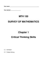 Critical Thinking Skills - Survey of Mathematics - Notes | MTH 150