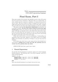 Final Exam # 2 - Thread Expressions - Programming Languages | CSCI 4430