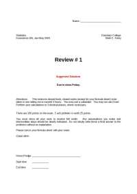 Econ 105 Stats Review: Means, Variance, Interquartile Range, and Prob. Distributions (90 c