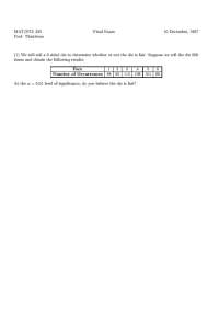 Final Exam: Determining Fairness of a Die and Predictions Based on Data