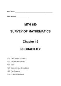 Probability Concepts: Theoretical Probability, Odds, Expected Value, and Tree Diagrams - P