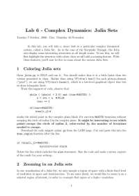 Exploring Julia and Mandelbrot Fractals: Lab 6