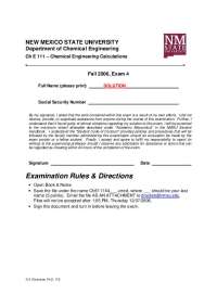 Exam 4 in Chemical Engineering Calculations - Fall 2006 - Prof. David A. Rockstraw