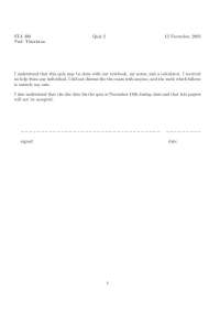 Quiz 2 for STA 100: Probability and Statistics - Prof. William Thistleton
