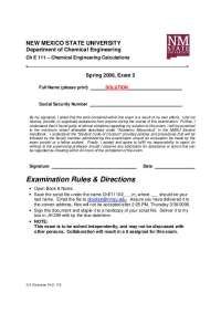Chemical Engineering Calculations - Solutions to Exam 2 | CH E 111