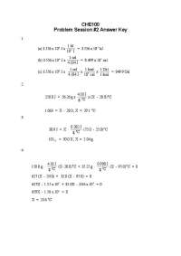 Answer key of Problem Sessions - Preparatory Chemistry | CHE 100