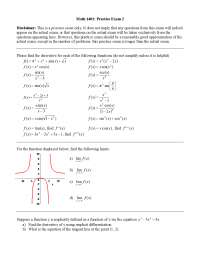 Practice Exam 2 for Calculus I | MATH 1401 - Docsity