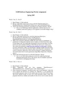 CS389 Software Engineering Assignments and Readings - Spring 2005