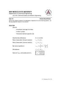 Langmuir Isotherm Derivation for Adsorption in Kinetics and Reactors - Prof. David A. Rock