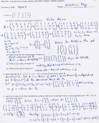 Solutions for Quiz 5 - Introduction to Linear Algebra | MATH 254 - Docsity