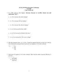 Microelectronics Technology - Assignment 20 Problems | ECSE 2210 - Docsity