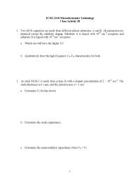 Class Activity 28 | Microelectronics Technology | ECSE 2210 - Docsity