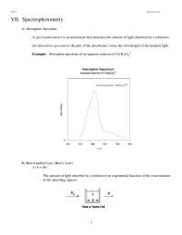 Absorption Spectrum in Spectrophotometry II | CHE 115 - Docsity