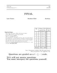 Final Exam Instructions for Computer Science I | CSCI 1100 - Docsity