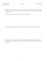 7 Problems Exam 2 - Applied Statistical Analysis | MAT 225 - Docsity