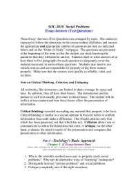 Sample Questions for Assignment - Social Problems- Fall 2010 | SOC 2010