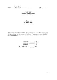 Exam 3 Solutions - Continuous-Time Signals and System | ECE 300