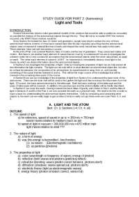 Astronomy Study Guide: Part 2 - Light and Tools - Prof. Johnny B. Holmes