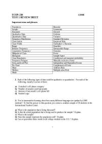 Test 1 Review Sheet with Answer Key - Introduction to Statistics | ECON 230